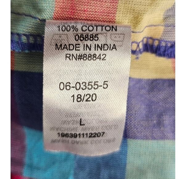 Only Necessities cotton dress size 18 snap front check pattern blue pink yellow - Picture 4 of 10